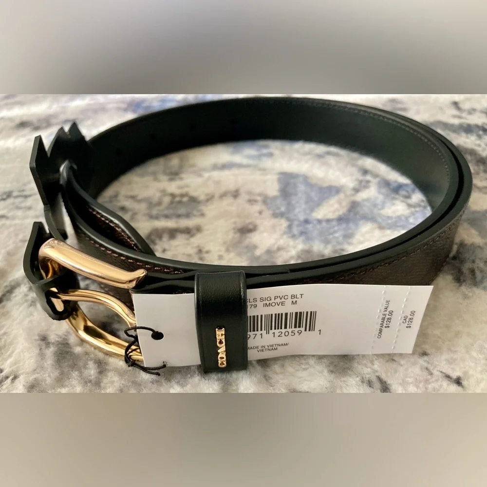 BUNDLE DEAl‼️ Coach Classic Belt Signature Canvas/Coach Pouch Signature Canvas - Picture 2 of 15